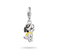 Charm-Einhänger THOMAS SABO "THOMAS SABO x Peanuts Snoopy als Superheld Charm - Original", silberfarben, schwarz, gelb, Charms, Damen, Silber 925 (recycelt), Emaille (91697436-0) silberfarben, schwarz