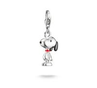 Charm-Einhänger THOMAS SABO "THOMAS SABO x Peanuts Snoopy Charm - Original", silberfarben, schwarz, rot, Charms, Damen, Silber 925 (recycelt) (88103252-0) silberfarben, schwarz, rot