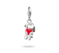 Charm-Einhänger THOMAS SABO "THOMAS SABO x Peanuts Snoopy & Herz Charm - Original", silberfarben, schwarz, rot, Charms, Damen, Silber 925 (recycelt) (68437717-0) silberfarben, schwarz, rot