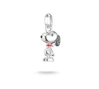 Charm-Einhänger THOMAS SABO "THOMAS SABO x Peanuts Snoopy Pavé Charm - Connect", silberfarben, schwarz, rot, schwarz, Charms, Damen, Silber 925 (recycelt), mit Zirkonia (synth.) (71267265-0) silberfar