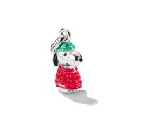 Charm-Einhänger THOMAS SABO "THOMAS SABO x Peanuts Snoopy Winterjacke - Connect", silberfarben, schwarz, rot, grün, Charms, Damen, Silber 925 (recycelt) (43759165-0) silberfarben, schwarz, rot, grün