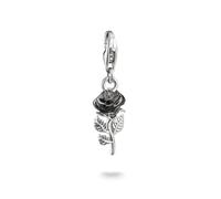 Charm-Einhänger THOMAS SABO "True Romance Rose Charm - Original", schwarz (silberfarben, schwarz), Charms, Damen, Silber 925 (recycelt) (85503905-0) silberfarben, schwarz
