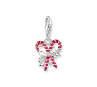 Charm-Einhänger THOMAS SABO "Zuckerstangen", silberfarben, rot, kristallweiß, kristallweiß, Charms, Damen, Silber 925 (recycelt), mit Zirkonia (synth.) (21729056-0) silberfarben, rot, kristallweiß, kr