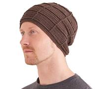 CHARM Herren 100% Baumwolle Beanie - Handmade Sommer Mütze Damen Häkel Strick Hellbraun