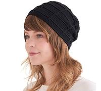 CHARM Herren 100% Baumwolle Beanie - Handmade Sommer Mütze Damen Häkel Strick Schwarz