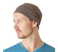 CHARM Herren Mütze Kurze Beanie aus Bio Baumwolle - für Damen Chemo Kopfbedeckung Laufen Unterziehmütze Unter Fahrradhelm Braun