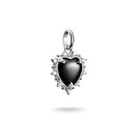 Charm Herz THOMAS SABO "Charm Vintage-Herz - Connect", weiß (silberfarben, schwarz, kristallweiß, schwarz, kristallweiß), Charms, Damen, Silber 925 (recycelt), mit Rubin (synth.), Zirkonia (synth.) (3