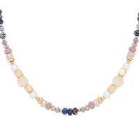 Charm-Kette LEONARDO "Halskette Babsi", gold (edelstahlfarben, gelbgoldfarben, blau, grau, apricot, champagner, violett, weiß), Halsketten, Damen, Edelstahl Perlen, L: 50 B: 6mm, Edelstahl, Perlen, mi