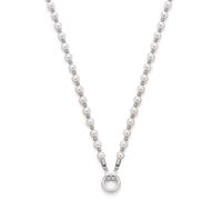Charm-Kette LEONARDO "Signora Darlin's", silber (edelstahlfarben, weiß), Halsketten, Damen, Edelstahl Perlen, L: 60, Edelstahl, Perlen, Charm-Kette, mit Muschelkernperle (23010854-0)