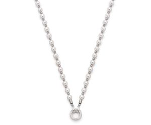 Charm-Kette LEONARDO "Signora Darlin's", silber (edelstahlfarben, weiß), Halsketten, Damen, Edelstahl Perlen, L: 60, Edelstahl, Perlen, mit Muschelkernperle (23010854-0) edelstahlfarben, weiß