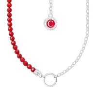 THOMAS SABO Member Charm-Kette rote Beads und Gliederelemente Silber 925 Sterlingsilber, Kaltemail