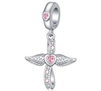 Charm Kreuz, Anhänger Charm Kreuz Engelsflügel aus 925 Sterlingsilber, Für Beaded Charms für Pandora European Armbänder Geschenke für damen mädchen