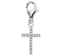 Charm Kreuz ENGELSRUFER "Einhänger Anhänger Kreuz für Halskette Armband", silber (silberfarben, kristallweiß, kristallweiß), Charms, Damen, Silber 925 (Sterlingsilber), mit Zirkonia (synth.) (31488653