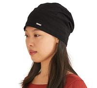 CHARM Leichte Sommer Mütze für Damen - Herren Slouchy Mütze Stretchy Slouch Strickmütze aus 100% Baumwolle Chemo Hut Schwarz M