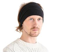 CHARM Leinen Haarband Herren Bandana - Damen Piraten Stirnband Kopftuch Kopf Band Elastisch Haarband Sport Mode Schwarz