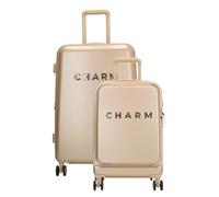 Charm London Capetown Kofferset - 2-teiliges Handgepäck und Mittelgroßer Koffer mit Rollen - Hartschale mit TSA Schloss und Laptopfach - Sekt