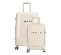 Charm London Capetown Kofferset - 2-teiliges Handgepäck und Mittelgroßer Koffer mit Rollen - Hartschale mit TSA Schloss und Laptopfach - Beige