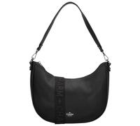 Charm London - Umhängetasche Damen Moon Bag Halbmond - Mini-Handtasche mit Reißverschluss - Verstellbarer & abnehmbarer Schultergurt - Schwarz Beige Creme Silber Olivgrün - Schwarz