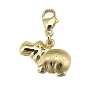 Charm Nilpferd Flußpferd Gold 333 Einhänger Anhänger Gelbgold 8 karat Unisex