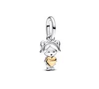 PANDORA Moments Happy Girl Charm-Anhänger aus Sterling Silber mit vergoldeter Metalllegierung, Kompatibel Moments und ME Armbänder, 763601C00