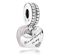 Pandora 792072EN40 - Mother & Daughter Hearts Charm-Anhänger - Sterling Silber - Zirkonia + Emaille Pink