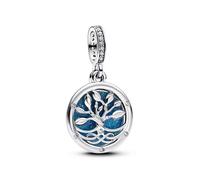 PANDORA Moments Im Dunkeln Leuchtender Unendlichkeitsbaum Doppelter Charm-Anhänger aus Sterling Silber mit Zirkonia, Kompatibel Moments und ME Armbänder, 793599C01