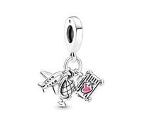 Pandora Silber 799435C01 Flugzeug, Globus & Koffer Charm baumeln