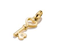 Charm Schlüssel THOMAS SABO "Charm Liebesschlüssel vergoldet - Connect", gold (gelbgoldfarben, kristallweiß, kristallweiß), Charms, Damen, Silber 925 (recycelt), mit Zirkonia (synth.) (36128152-0) gel