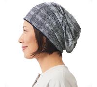 CHARM Slouchy Beanie aus Bio-Baumwolle, für Damen, Chemo-Mütze, japanische Hipster-Kappe, Grau, Einheitsgröße