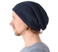 CHARM Slouchy Beanie Hut Baggy Baumwolle Strick-Mütze Elastisch Japanische Koreanisch Mode Sommer Winter Navy (Style A)