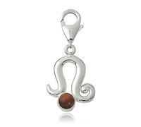 Charm Sternzeichen Anhänger Löwe 20mm, 925 Sterling Silber mit Tigerauge Edelstein braun Sternbild für Armband und Kette