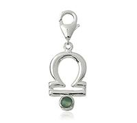 Charm Sternzeichen Anhänger Waage 22mm, 925 Sterling Silber mit Serpentin Edelstein grün, Sternbild für Armband Kette