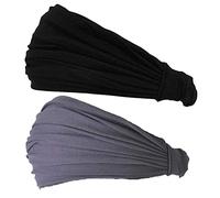 CHARM Stirnband Herren Bandana Damen - Kopftuch Herren Hair Band Men Headband Damen Piraten Haarband Männer Sport Schwarz, Dunkelgrau 2-Pack L