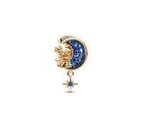 Pandora 762956C01 - Disney Micky Maus & Minnie Maus Halbmond Charm - Gelbgold Vergoldung - Steinmix Blau