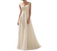 Charmant Damen 2018 Weiss Spitze Hochzeitskleider Brautkleider Brautmode Abendkleider Lang Chiffon Rock-38 Elfenbein