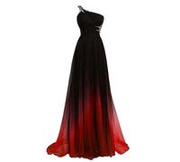 Charmant Damen 2020 Neu Dunkel Blau EIN-Schulter Abendkleider Ballkleider Sommer mit glaenzende Steine -50 Rot