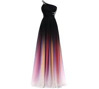 Charmant Damen 2020 Neu Dunkel Blau EIN-Schulter Abendkleider Ballkleider Sommer mit glaenzende Steine -52 Rosa