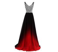 Charmant Damen 2020 Neu Schwarz-Rot Traegerlos Herzausschnitt Abendkleider Partykleider Abiballkleider Lang-44 Schwarz-Rot
