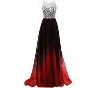 Charmant Damen 2020 Neu Weiss Spitze Abendkleider Ballkleider Sommer Chiffon Abschlussballkleider Lang-52 Weiss/Rot