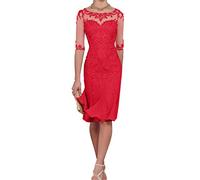 Charmant Damen Damen rot Spitze Abendkleider Etuikleider Brautmutterkleider Trumpet Chiffon Rock-42 rot