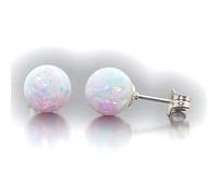 Charmantes Weißes Kugelförmiges Feuer Opal Ohrstecker Für Frauen 925 Sterling Silber Ohrring Mädchen Hochzeitsfest Schmuck Geschenke