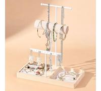 CHARMNAIL 3-Stufiger Verstellbarer Schmuckständer - Weißer Schmuckorganizer für Ketten, Armbänder und Ohrringe mit Platzsparendem Design