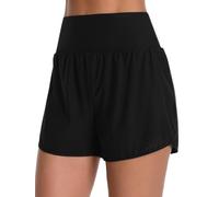 Charmo Badehose Damen Schwarz Badeshorts Schnelltrocknende Bikini Shorts Hohe Taille Surf Schwimm Shorts Strand Schwimmhose