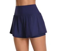 Charmo Badeshorts Damen Bikini Shorts Bauchweg Badehose High Waist Schwimmshorts Sommer Bauchkontrolle Schwimmhose mit Innenslip Blau