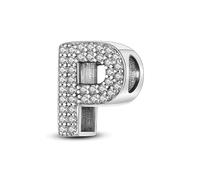 Charmwelt Anhänger Damen Buchstabe M für Armband 925 Sterling Silber Charms Beads passend für Pandora Armband und Halskette, Kompatibel mit Europäischen Armbänder für Frauen Mädchen