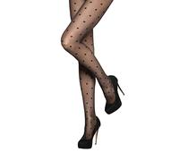 Charnos Damen, transparent, gepunktet, Größe M - L Strumpfhose, Schwarz