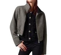 CHARTOU Cropped-Wolljacke für Damen, Hahnentrittmuster, Karomuster, Herbst und Winter