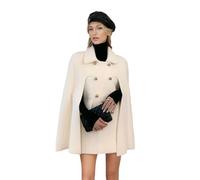 CHARTOU Eleganter Poncho für Damen, zweireihig, geschlitzte Ärmel, fließende Wollmischung, Umhang Mantel