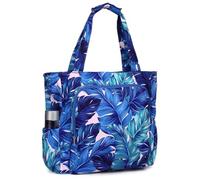 Chase Chic Strandtasche mit Reißverschluss, Große Wasserdichte Sanddicht Sommer Schwimmbad Badetasche Damen, Modischer Shopper Handtasche für Reisen(Blaues Bananenblatt)