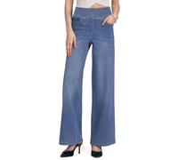 Chasehot Jeans Damen,High Waist Baggy Jeans Stretch Wide Leg Denim Hose | 71CM/76CM Innenbeinlänge,Pull On,Straight Fit mit Gummibund,mit 4 Tasche,für Mode und Freizeit